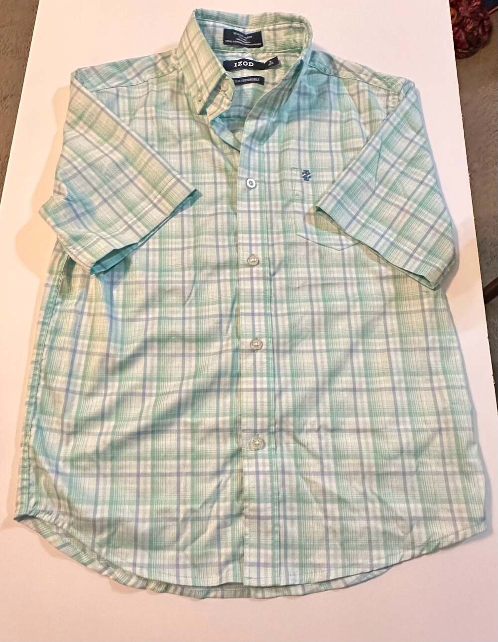 IZOD Short Sleeve Plaid Button-Down Shirt